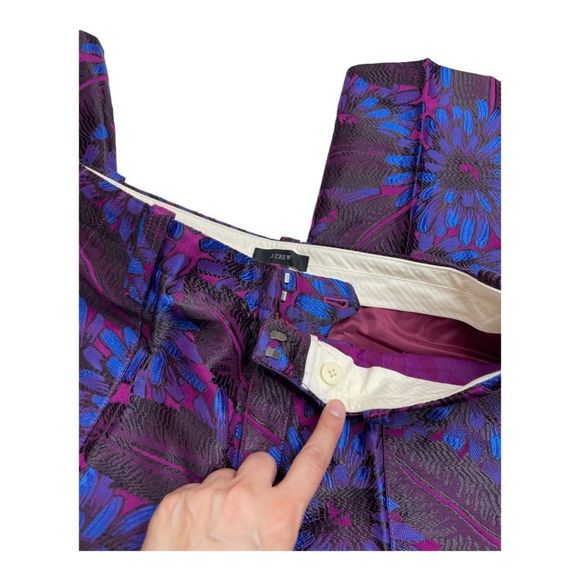 J Crew Garden Pant Midnight Floral Jacquard Pattern NWT Ankle Length Size 10 - Picture 10 of 14